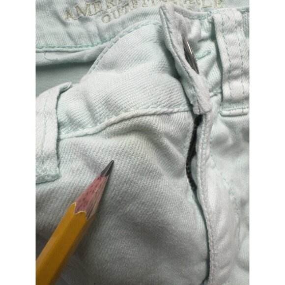 American Eagle Shorts Womens Sz 2 Cut-Off Frayed Distressed Stretch Pockets Aqua - Picture 11 of 11